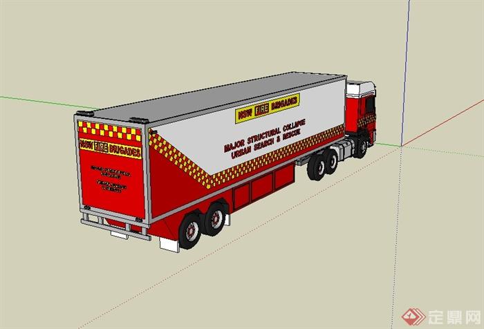 大型卡车货车设计su模型(3)