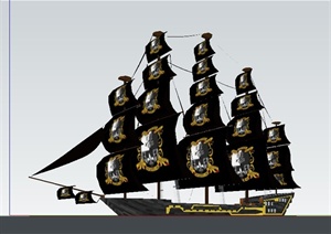 一艘海盗船帆船SU(草图大师)模型