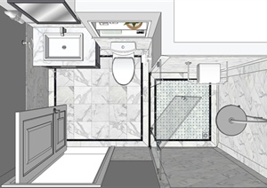 现代风格室内小型卫生间设计SU(草图大师)模型