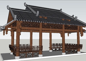 古典中式景观亭子SU(草图大师)单体模型