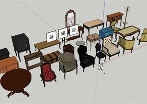 欧式风格室内家具沙发椅设计合集SU(草图大师)模型