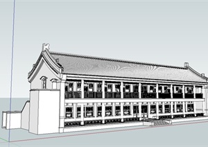 某精致古典中式风格客栈建筑设计SU(草图大师)模型