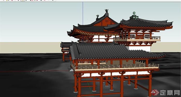 某古典中式风格亭廊建筑设计SU模型(4)