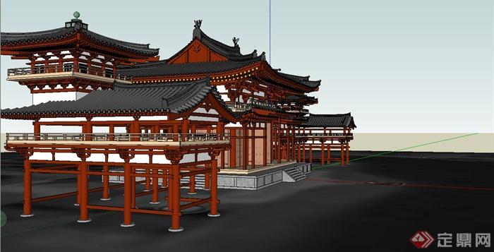 某古典中式风格亭廊建筑设计SU模型(5)
