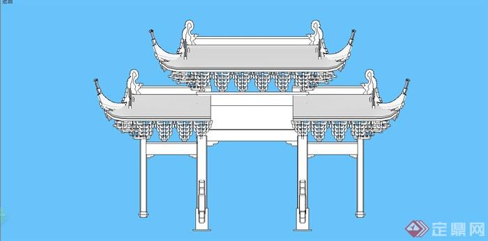某古典中式风格牌坊SU模型设计(1)