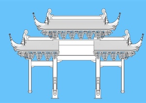 某古典中式风格牌坊SU(草图大师)模型设计