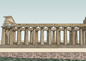 雅典娜神庙建筑设计SU(草图大师)模型