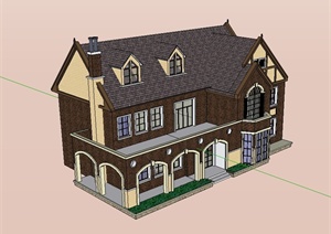 北美风格别墅楼设计SU(草图大师)模型