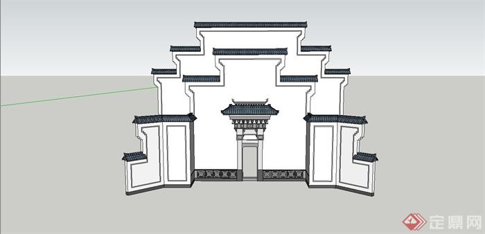 某古典中式风格文化展览馆建筑设计SU模型(3)