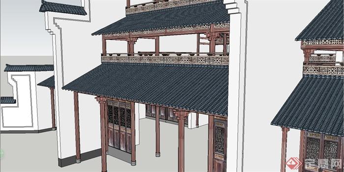 某古典中式风格文化展览馆建筑设计SU模型(5)
