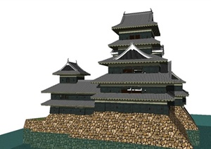 某古典中式风格塔阁建筑设计SU(草图大师)模型
