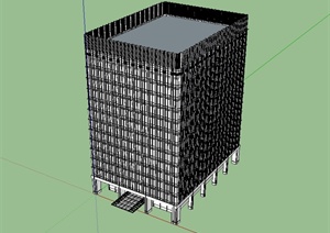 现代高层无材质贴图办公楼设计SU(草图大师)模型