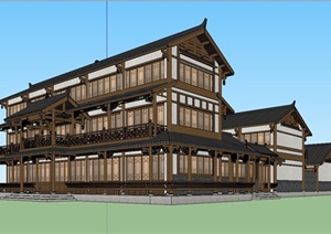 某古典中式风格商业楼建筑设计SU(草图大师)模型