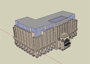 新古典风格详细会所楼建筑设计SU(草图大师)模型