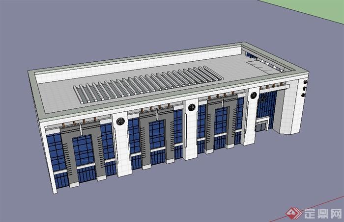 现代多层体育馆建筑楼设计su模型(3)