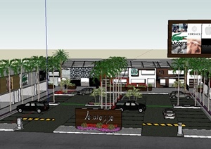 小型商业广场景观环境设计SU(草图大师)模型