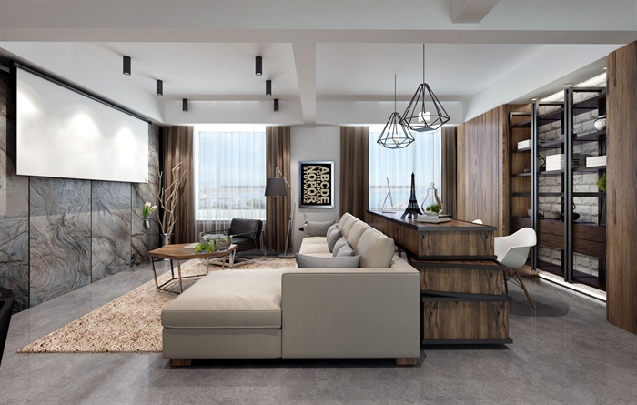 某现代风格详细完整的室内空间设计3d模型