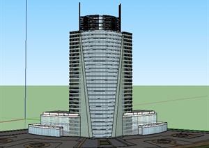 现代高层广播电台建筑设计SU(草图大师)模型