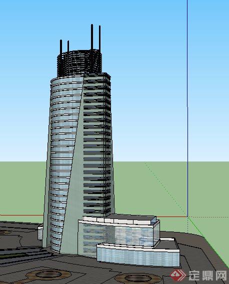 现代高层广播电台建筑设计su模型(2)