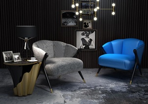 现代沙发组合设计3d模型