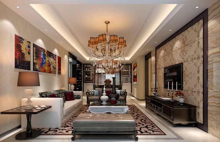 欧式风格详细客厅装饰设计3d模型