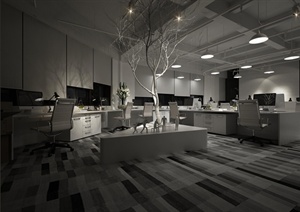 某现代风格详细室内办公空间设计3d模型