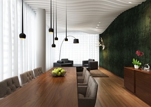 某现代风格室内办公空间设计3d模型
