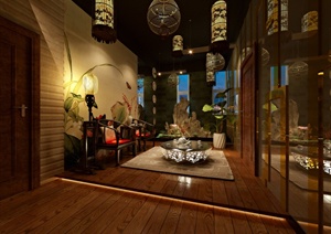 中式风格茶楼茶馆室内设计3dmax模型