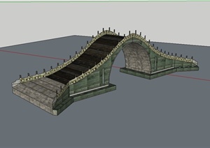 某现代中式风格公园拱桥设计SU(草图大师)模型