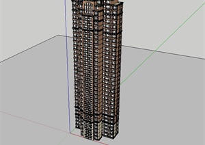 某现代风格住宅高层面砖建筑楼设计SU(草图大师)模型