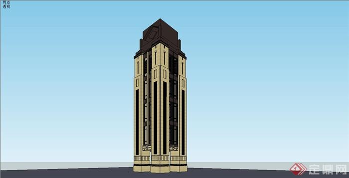 某新古典风格塔楼建筑设计SU模型(1)