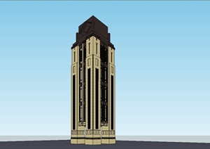 某新古典风格塔楼建筑设计SU(草图大师)模型