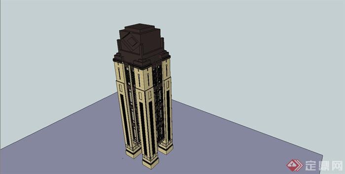 某新古典风格塔楼建筑设计SU模型(2)