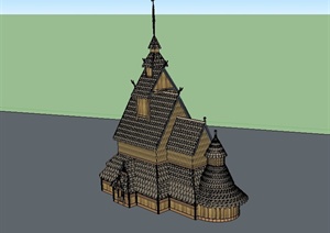 某东南亚风格寺庙教堂建筑设计SU(草图大师)模型