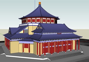 某简约古典中式风格旅游区建筑设计SU(草图大师)模型