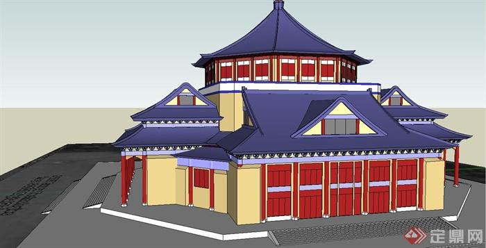 某简约古典中式风格旅游区建筑设计SU模型(2)