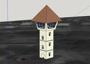 某欧式风格详细精致塔楼建筑设计SU(草图大师)模型