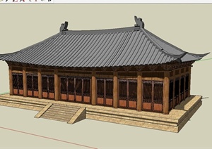 某古典中式风格展览馆建筑设计SU(草图大师)模型