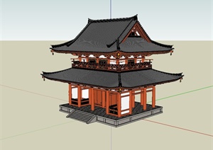 中国古典中式风格文化塔楼建筑设计SU(草图大师)模型