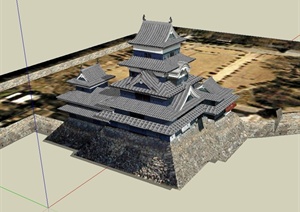 日式风格详细旅游建筑设计SU(草图大师)模型