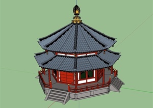 中国古典中式风格独特详细旅游建筑SU(草图大师)模型