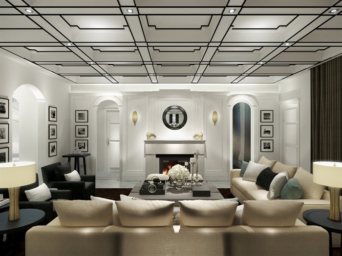 新古典风格别墅室内设计施工图及效果图