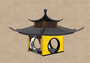 中国古典中式风格景观凉亭设计SU(草图大师)模型