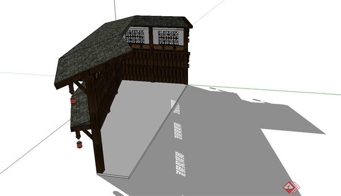 某古典中式风格商业建筑墙体设计SU模型(3)