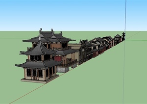 中国古典中式风格多种商业建筑楼SU(草图大师)模型