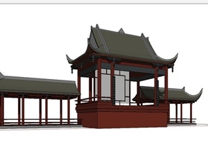 某古典中式风格戏台设计SU(草图大师)模型