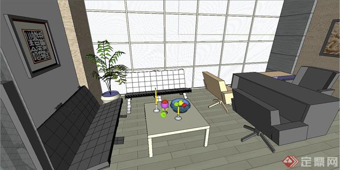 某现代风格办公室室内装饰设计SU模型(2)