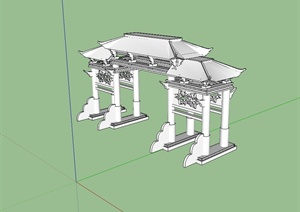 中国古典中式大门设计SU(草图大师)模型
