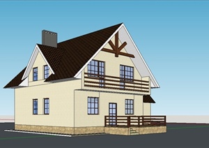 某英式田园风格住宅建筑设计SU(草图大师)模型