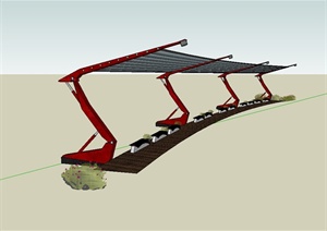 现代风格玻璃廊架详细设计SU(草图大师)模型